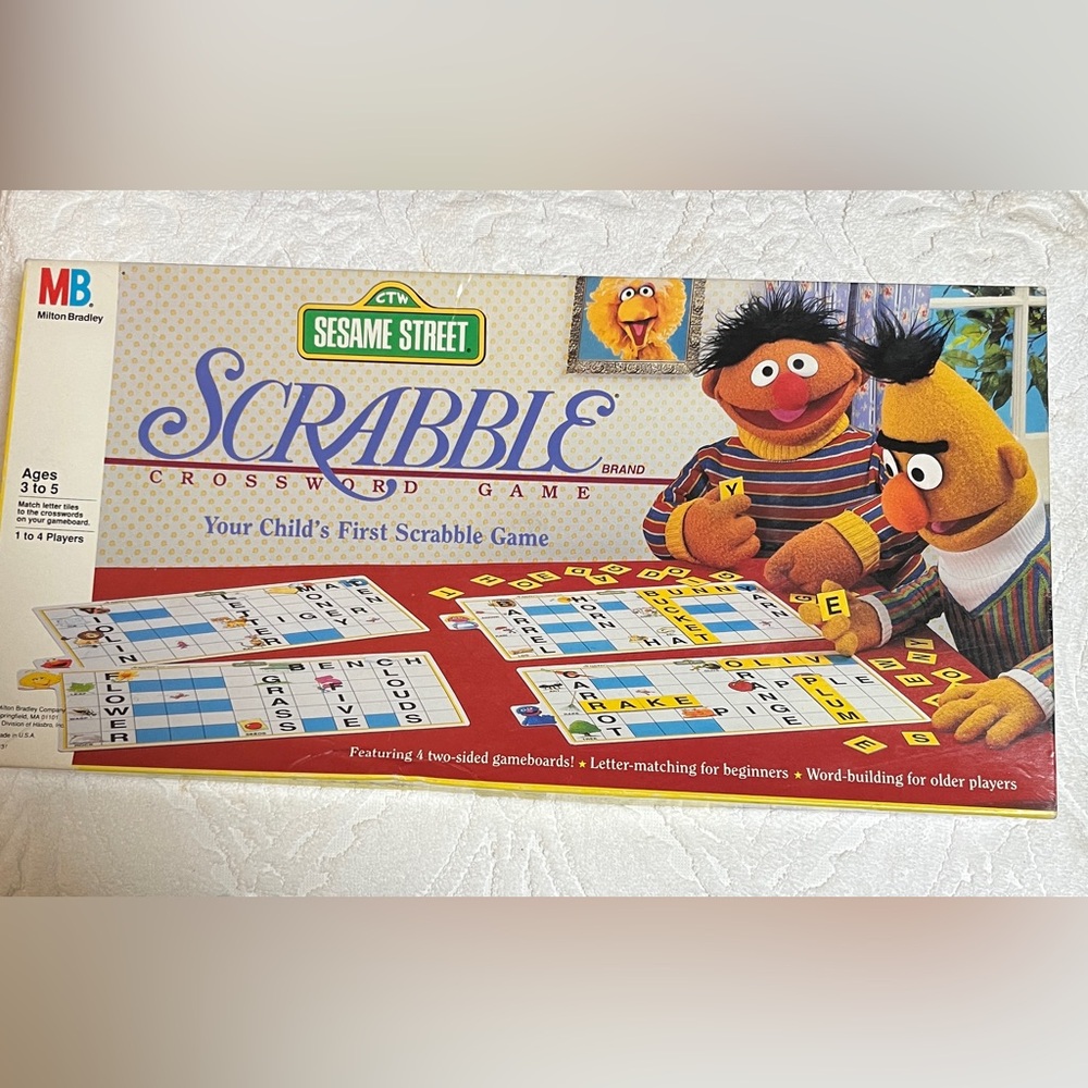 Vintage 1992 Sesame Street Kids Scrabble Game by Milton Bradley